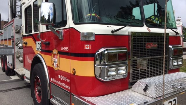 Ottawa Fire engine sits near City Hall for a memorial service, September 8, 2017. (Photo/ Mike Vlasveld 1310 NEWS)