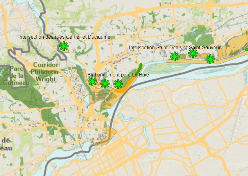 Map of flooding areas in Gatineau 