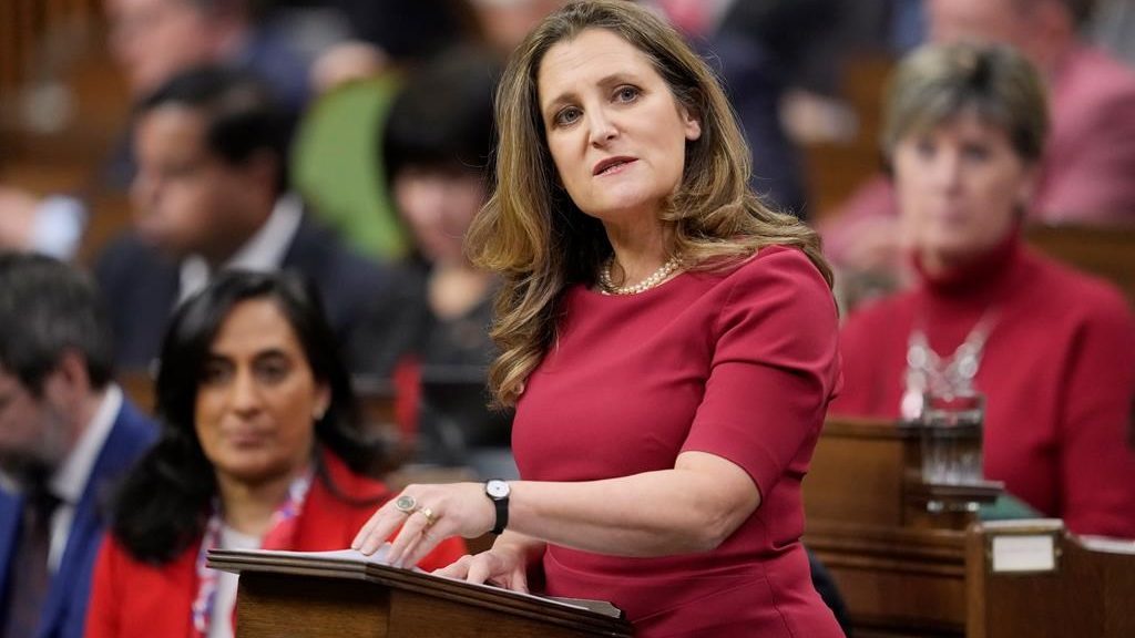 Finance Minister Chrystia Freeland to present Liberals' federal budget on April 16