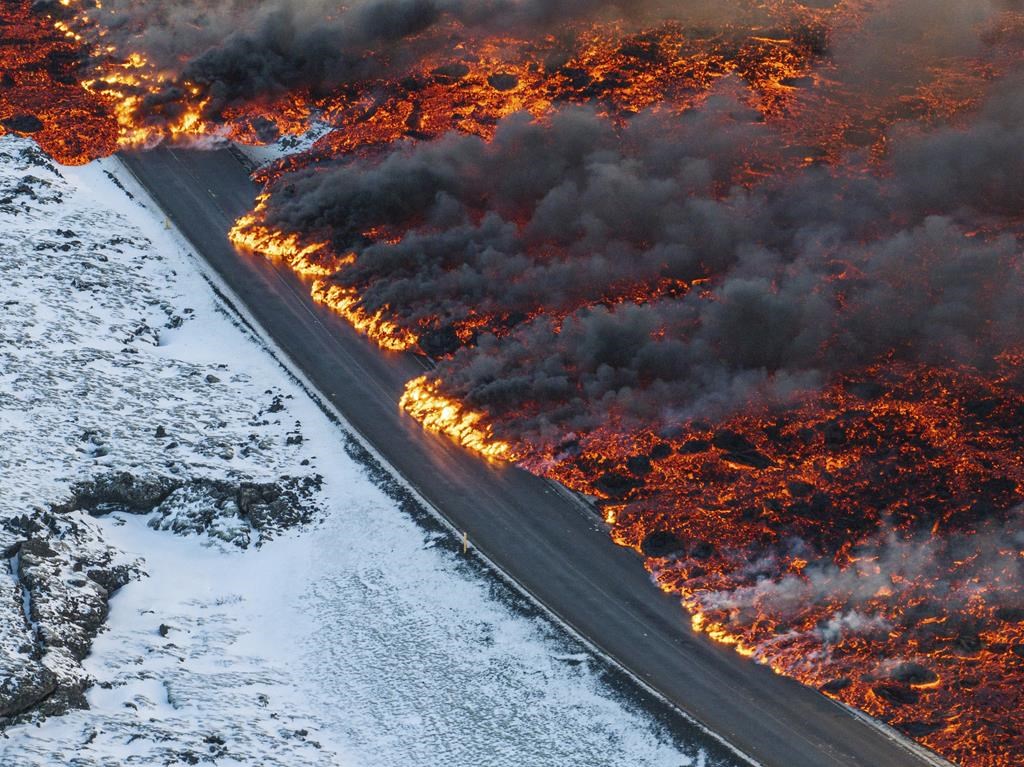 A volcano in Iceland is erupting again, spewing lava and cutting