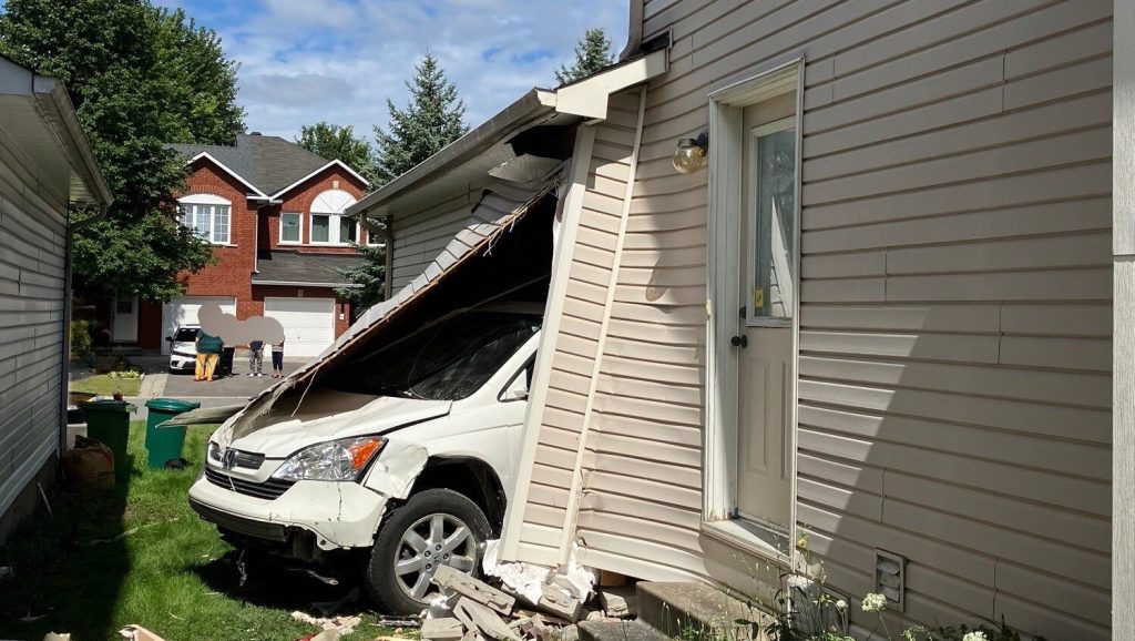 A vehicle has plowed through an Nepean home. (Ottawa fire)