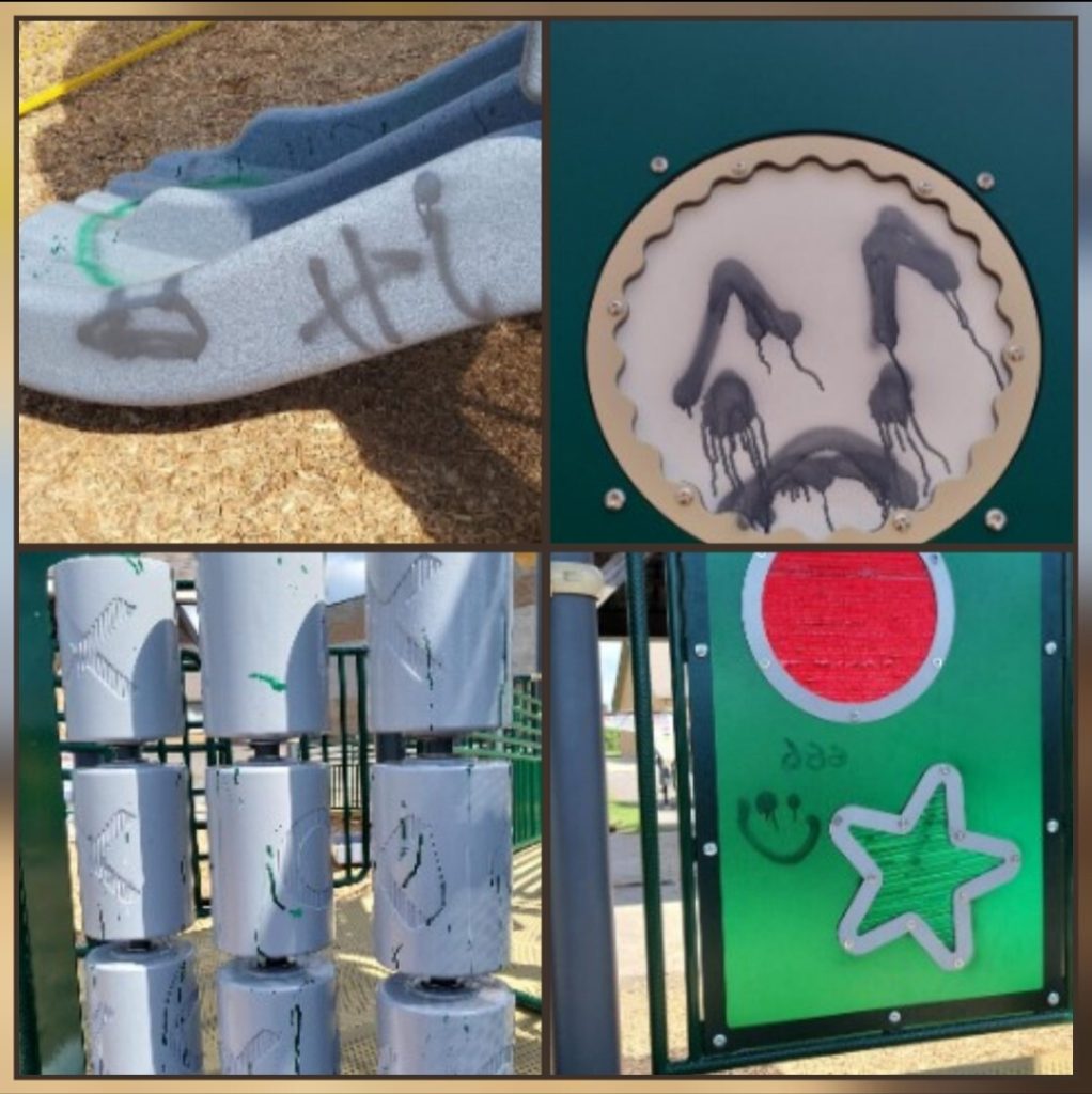 Vandalism on a playground in Quinte West. (OPP)