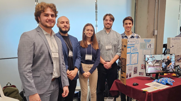 From left to right, the UOttawa student team includes: Etienne Borm, Abdullah Ramadan, Alyssa Carter, Noah Cummings, and Rémi Thomas Richard. Photo by University of Ottawa.