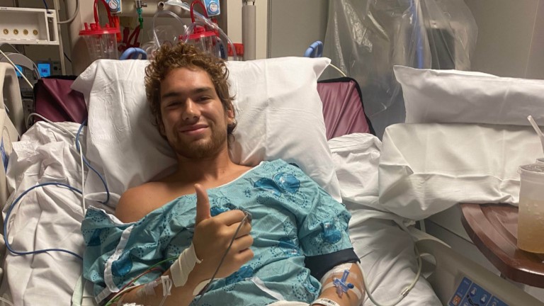 Brandon Peacock in the hospital