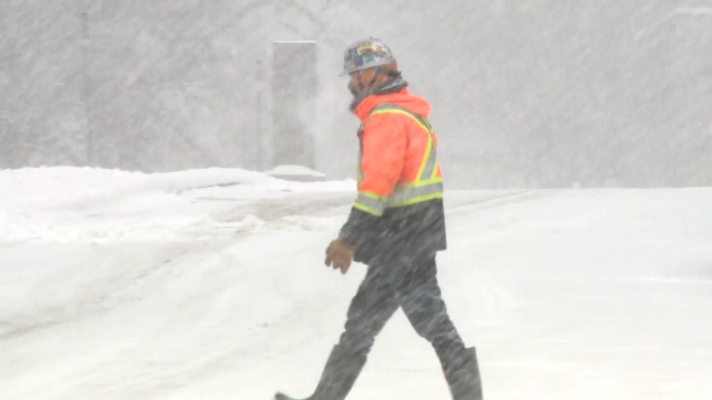 Worker snowstorm