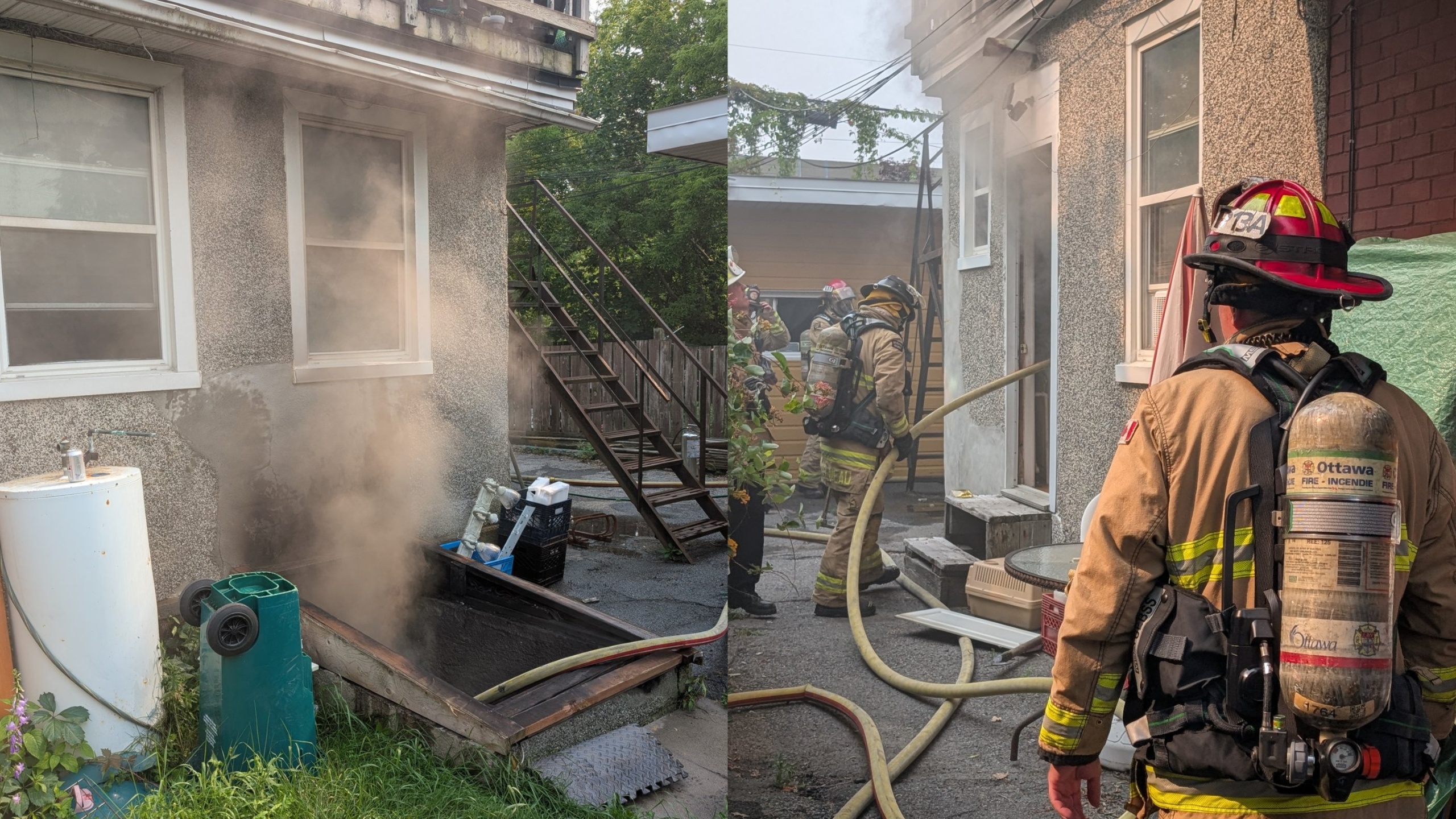 Six people displaced after crews battle basement fire in 30 C temperatures